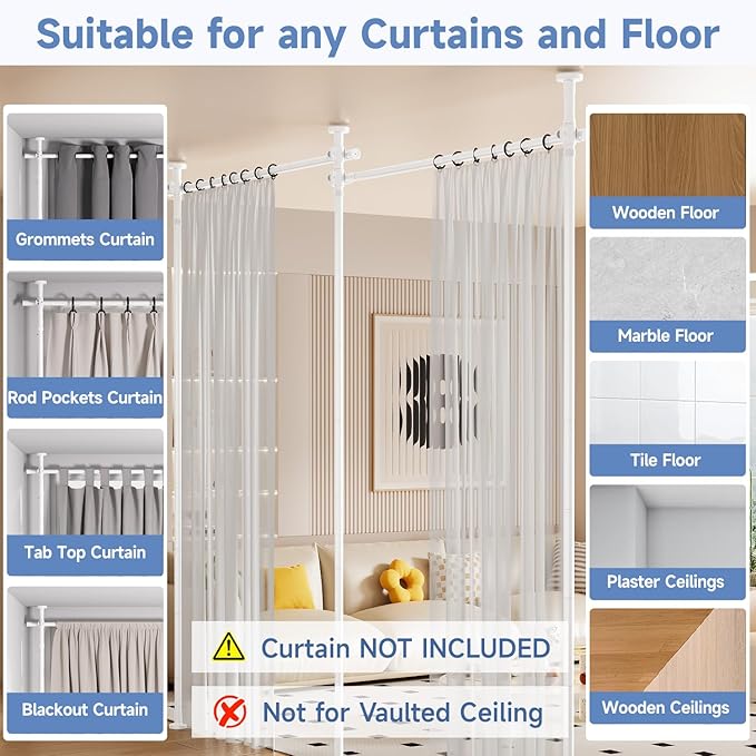 Room Divider Folding Privacy Screens with Wheels, 6FT Tall Divider for Room Separation, Movable Room Partitons and Dividers, Indoor Room Dividers Panel with Fabric (White, 1 Panel-114‘’)
