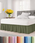 Wrap Around Dust Ruffle Bed Skirt - Sage Green - for King Size Beds w/ 16 Inch Drop - Easy Fit Elastic Strap - Adjustable Pleated Bedskirt with Brushed Fabric, Wrinkle Free Women, Men, Kids and Teens