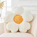 Kcvvcr Flower Throw Pillow, Cute Flower Shaped Pillow Decorative Throw Pillow for Bed Couch, Soft Daisy Pillows Floor Seating Cushion Cushions (19.6 Inch White+Yellow)