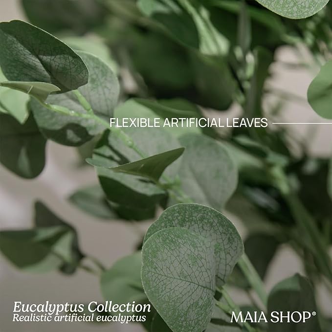 Maia Shop 5ft Artificial Eucalyptus Tree Plant for House, Apartment or Office – Realistic Fake Indoor Plants for Living Room, Kitchen, Bedroom, Entryway or Bathroom – Faux Greenery for Home Décor