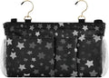 Bedside Caddy Hanging Bunk Bed Caddy Bed Organizer Hanging Pocket with 2 Hooks Bedside Storage Organizer Pocket Bag Holder Silver Stars Black