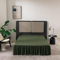 TSUTOMI Green Bed Skirt King Size Ruffled Bed Skirt with Split Corners, King Bed Skirt 12 Inch Drop, King Size Bed Skirt Green for Ruffled Bed Skirt with Split Corners, Bed Skirt King Size