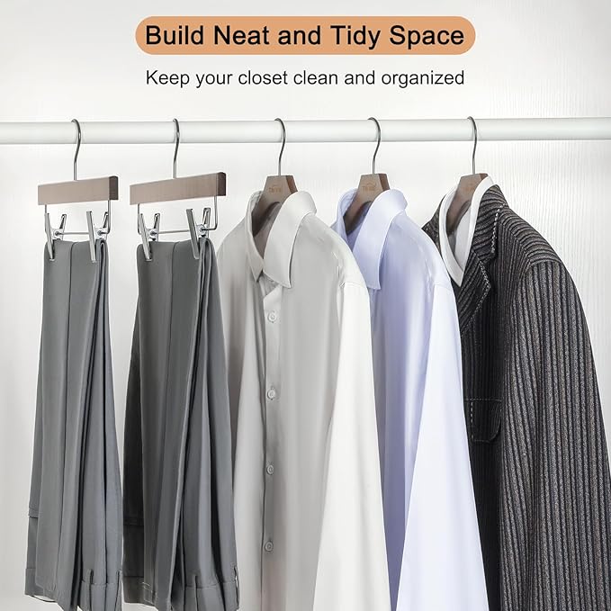 TOPIA HANGER Wooden Coat Hangers 24 Pack, Premium Wood Suit Sweater No Shoulder Bump Hangers, 360° Swivel Hook and Cut Notches Clothes Hangers for Sweater, Hoodie, Shirts, Jacket, Dress, Walnut CT85WA