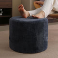 Tiita Stuffed Pouf Ottoman, Round Foot Stool Fluffy Floor Poufs Chair for Living Room Bedroom, Filled Boho Foot Rest for Couch, Blue-Grey