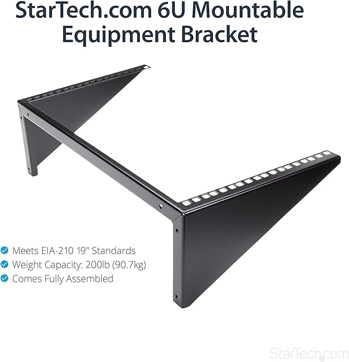 StarTech.com 6U Wall Mount Patch Panel Bracket – 19 in – Steel - Vertical Mounting Bracket for Networking and Data Equipment , TAA (RK619WALLV)