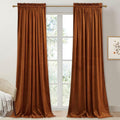 StangH Fall Curtains Burnt Orange Velvet Curtains Luxury Terracotta Thermal Insulated Room Darkening Bedroom Window Drapes for Living Room, Holiday Home Decor for Backdrops, W52 x L84, 2 Panels