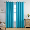 MIUCO Room Darkening Thermal Insulated Grommet Window Blackout Curtains Panels for Livingroom 1 Pair 52x84 Inch Turquoise, Bonus 2 Tie Backs Included