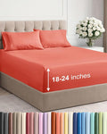 Extra Deep Twin XL Sheet Set - 4 Piece Breathable & Cooling Sheets - Hotel Luxury Bed Sheets Set - Easy & Secure Fit - Soft, Wrinkle Free & Comfy Sheets Set - Coral Sheet Set with Extra Deep Pockets