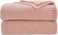 CozeCube Pink Throw Blanket for Couch, Soft Cozy Cable Knit Throw for Bed Sofa Living Room, Lightweight Warm Decorative Farmhouse Christmas Blanket, 50"x60", Pink