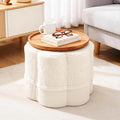 Tiita Floral Pouf Ottoman, Foot Stools Ottoman with Foam Chunk Filling, Puff Foot Rest for Couch, Living Room, Kids Room, Cream