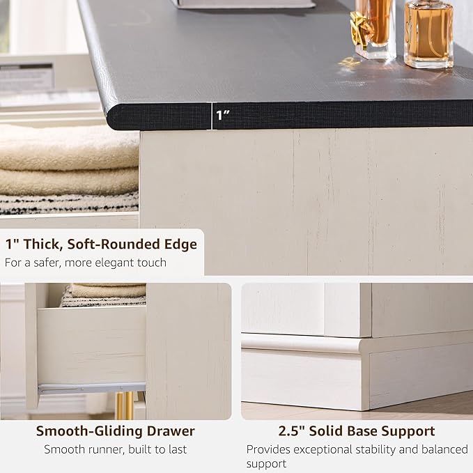 ACCOHOHO Arched Dresser for Bedroom with 9 Drawers, 52" Wide Modern Chest of Drawers with Rounded Edge & Metal Handles, Wood Storage Closet Dressers TV Stand for Living Room, Hallway, White