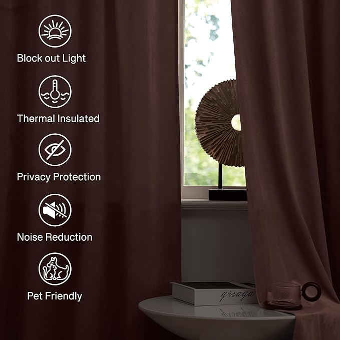 StangH Pink Velvet Curtains for Nursery Bedroom, Room Darkening Privacy Protect Window Treatment Home Decoration for Living Room/Girls Bedroom/Spa/Office, W52 x L84, 2 Panels