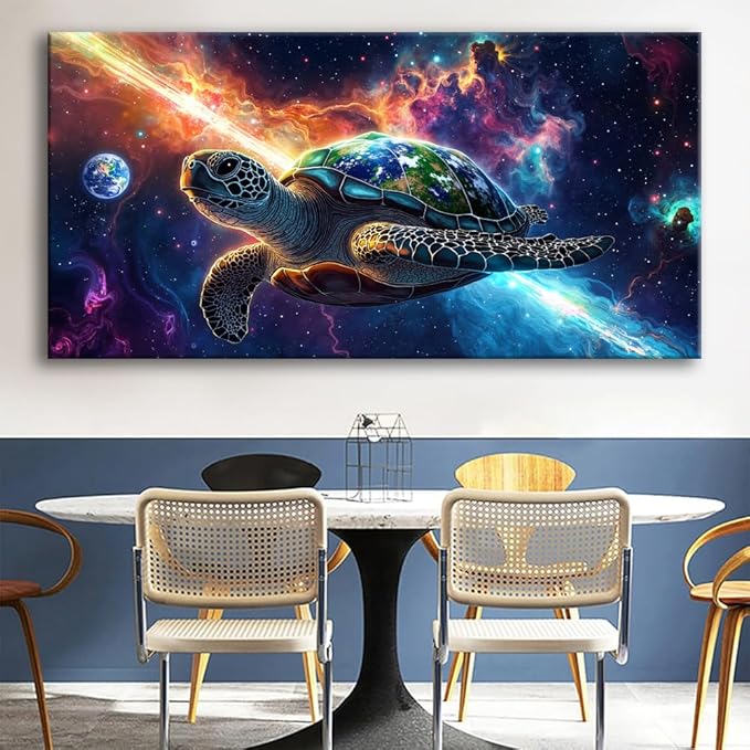 Canvas Wall Art - Modern Turtle cosmic landscape Paintings for Living Room, Bedroom Wall Decor, Framed Wall Art for Home or Office Decoration, Large Wall Art 20"x40"(50CMx100CM)