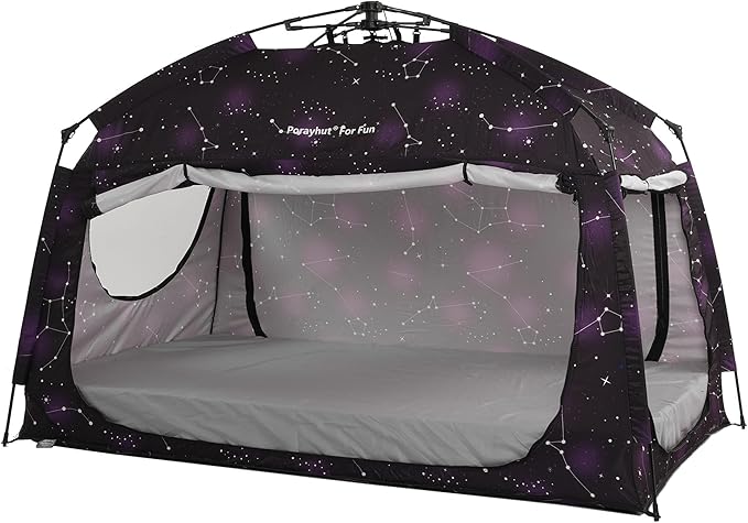 Indoor Instant Privacy Bed Tent for Sleeping,Quick Set-up Bed Canopies,Portable Bed Drapes with Large Space and 3 Doors (Starry, Full)