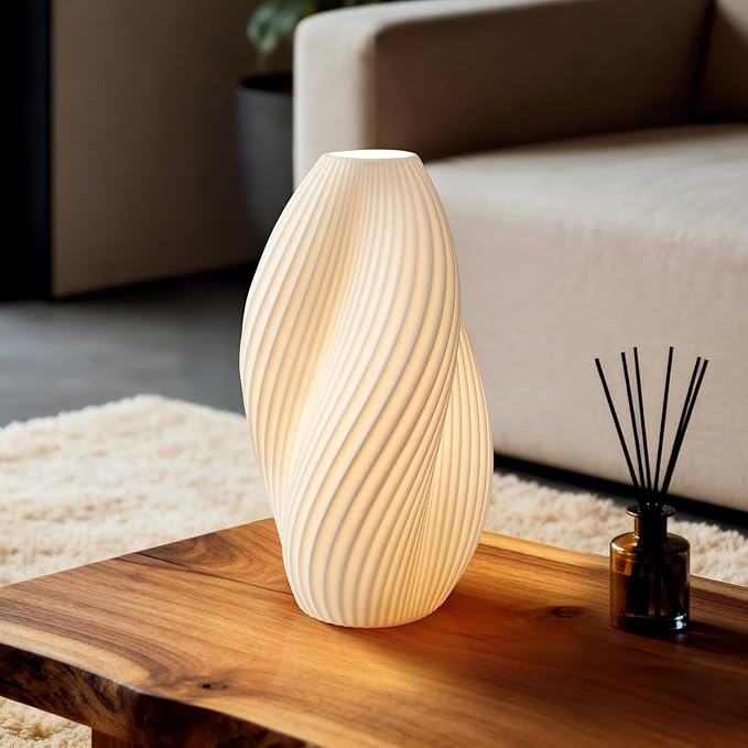 RONDURE 11.9" Modern Ceramic Table Lamp, Fully Dimmable Modern Bedside Lamps for Bedroom, Living Room and Nightstand, White Translucent Ceramic Shade, Warm Ambient Lighting, Corded, Bulb Included
