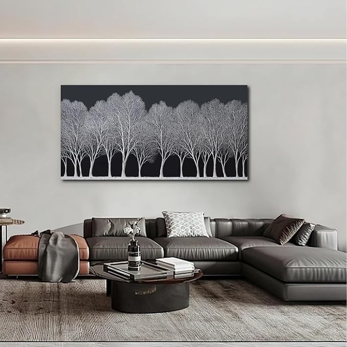 Trogonup Black and White Wall Art for Bedroom Large Forest Picture Landscape Tree Artwork for Living Room Home Office Modern Canvas Prints Ready to Hang 29"x58"