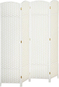 HOMCOM Room Divider, 4 Panel Folding Privacy Screen, 5.6' Tall Freestanding Wall Partition for Home Office, Bedroom, White