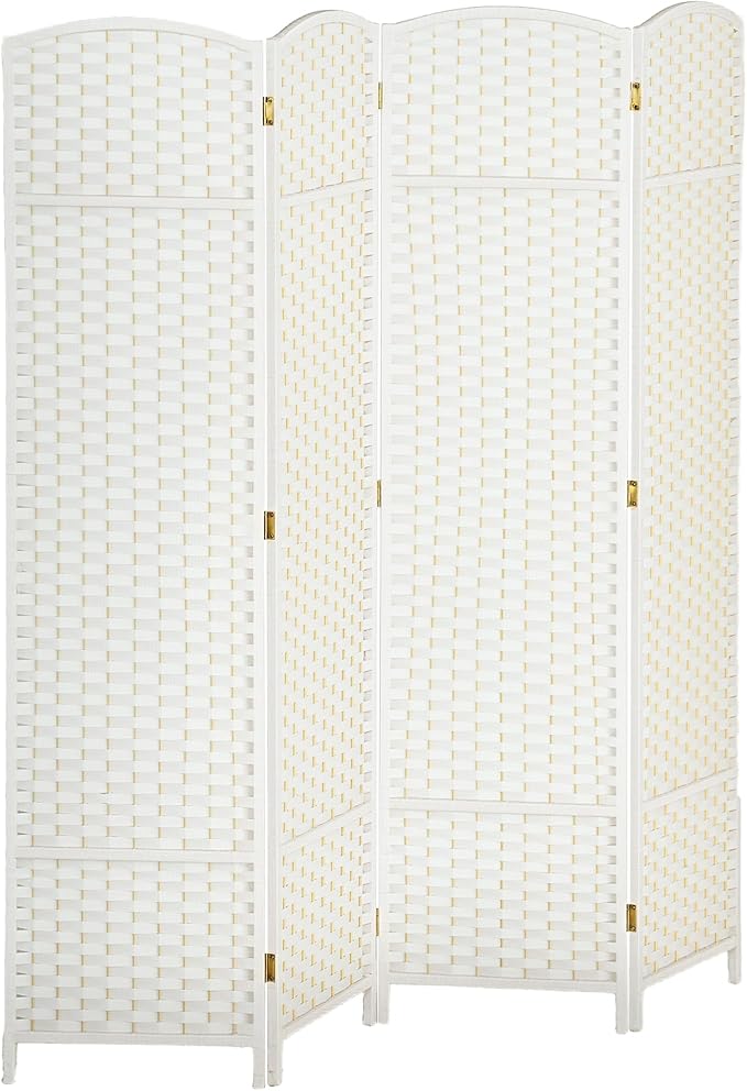 HOMCOM Room Divider, 4 Panel Folding Privacy Screen, 5.6' Tall Freestanding Wall Partition for Home Office, Bedroom, White