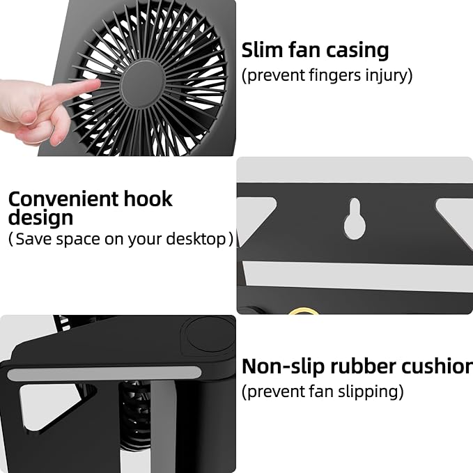 Small Desk Fan,VEMONT USB Table Fan,5000mAh Rechargeable Battery Fan,180°Tilt Folding Personal Portable Fan with Remote Control,Stepless Speed Strong Wind, Silent Hanging Fans for Home Office Desktop