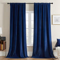 Joydeco Blue Velvet Curtains 72 inch Length 2 Panels Burg Set, Luxury Rod Pocket Thermal Insulated Window Blackout Curtain, Room Darkening Drapes for Living Dining Room Bedroom Privacy
