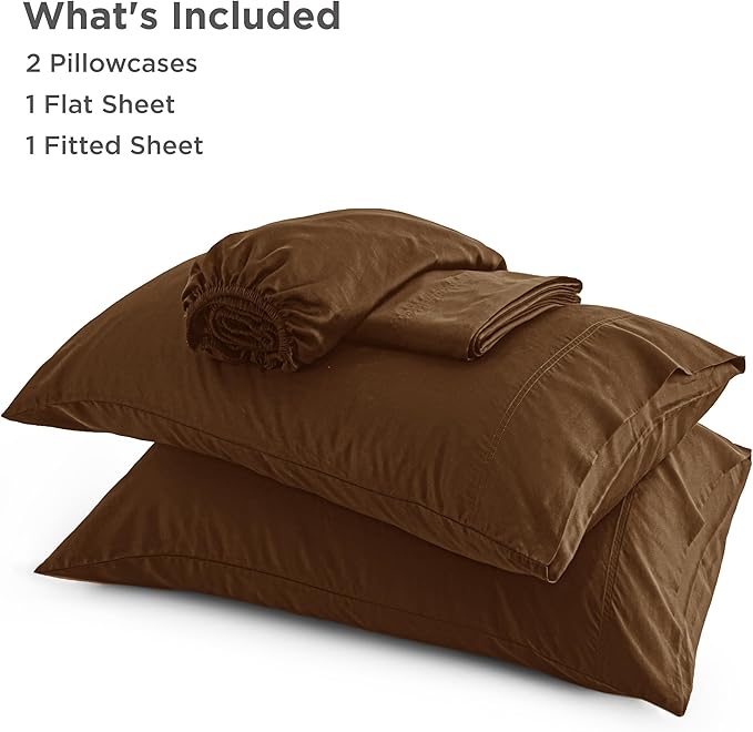 Bedsure Full Size Bed Sheets, Cooling Sheets, Rayon Derived from Bamboo, Breathable & Soft, Deep Pocket Up to 16 Inches, Hotel Luxury Silky Bedding for Hot Sleepers, Brown