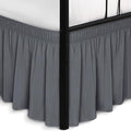 Biscaynebay Wrap Around Bed Skirts with Split Corners for King Beds 16" Drop, Dark Grey Elastic Dust Ruffles Adjustable Easy Fit Wrinkle & Fade Resistant Silky Luxurious Fabric Machine Washable
