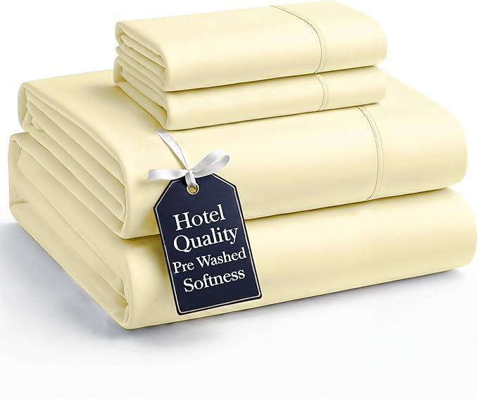 Casa Platino Queen Size Sheet Set, Soft & Breathable Microfiber Bed Sheets, Pre-Washed for Gentle Feel, Cozy & Lightweight with 15" Deep Pockets, Comfortable Sheet Set for Daily Use – Vanilla