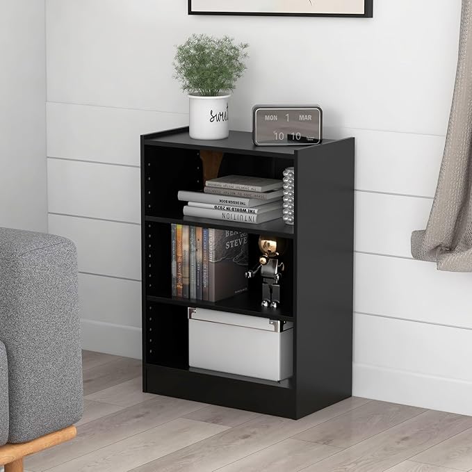 LOKO 3-Tier Open Bookcase, Freestanding Modern 3-Cube Bookshelf with 18-Position Adjustable Shelves & Anti-toppling Devices, Multipurpose Cubical Display Storage Organizer for Living Room Study