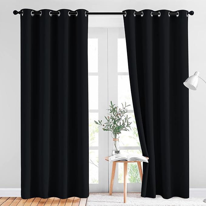 NICETOWN Black Out Dooway Curtain 80 inches Long, Grommet Thermal Insulated Window Treatment Light & Sound Blocking Drapes for Living Room/Hallway, W52 x L80, 1 Panel