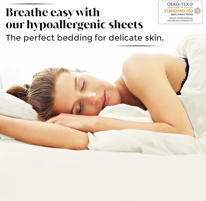 Luxury Bamboo Market | King Size Bed Sheet Set | 100% Viscose Made from Bamboo | Organically Grown | Ultra Soft | Cooling Sheets for Hot Sleepers | 17" Deep Pocket [Opulent Ivory]