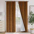 Lazzzy Velvet Blackout Curtains Thermal Insulated Curtains Room Window Drapes Super Soft Luxury Curtains for Living Room Bedroom Rod Pocket 2 Panels, 90 Inch Lined | Gold Brown
