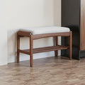 Black Walnut Shoe Bench Assembled, Solid Wood Shoe Rack Bench with Cushion for Entryway, Living Room, Bedroom, Hallway, 11.8" x 31.5" x 16.5"