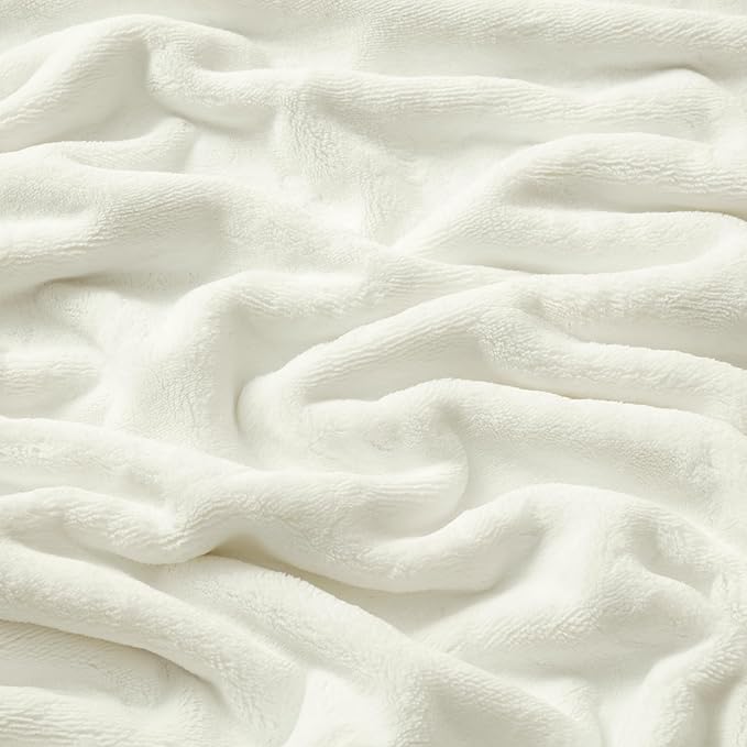 Brookstone Nap Plush Throw Blanket for Couch | Warm & Super Soft Blanket with Unmatched Heavy, Dense, and Ultra-Comfy Throw | Luxurious Drape, Cozying Up on a Sofa, Chair | Ivory