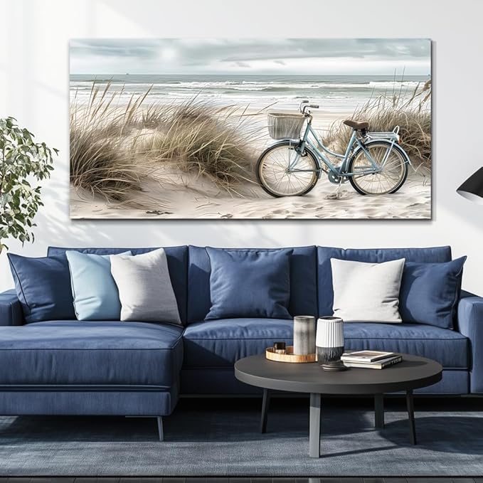 ERQINHUA Large Wall Canvas Picture Aesthetics Painting With Printed Wall Art For Restaurant Marine Beach Landscape Painting Wall Decor For Office Living Room Bedroom Home Decoration 30 X 60 Inches