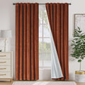 Lazzzy Burnt Orange Velvet Blackout Curtains 90 Inches Long Thermal Insulated Room Darkening Curtain Drapes Luxury Back Tab Window Treatments for Bedroom Living Room 2 Panels, 52 x 90 Inch, Caramel