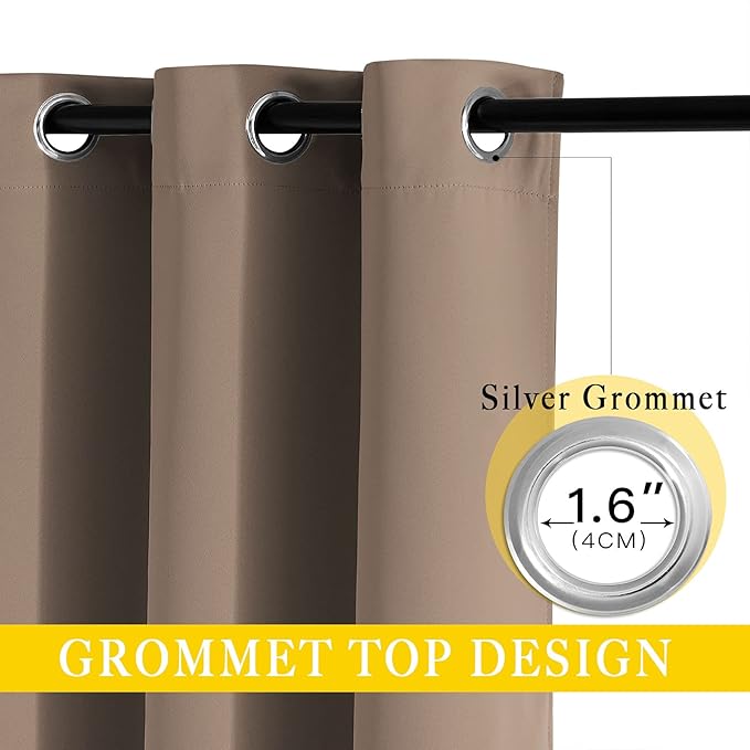 NICETOWN Blackout Blinds for Patio Door, Sliding Door Insulated Blackout Curtains, Extra Wide Curtain with Grommet Top for Villa/Hall/Parlor (Cappuccino, 80 inches W x 84 inches L)
