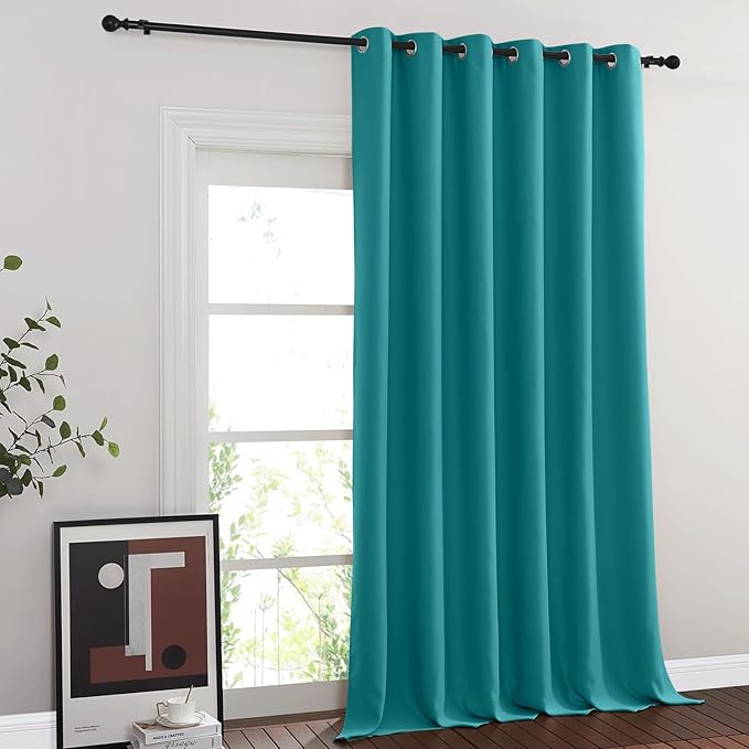 NICETOWN Blackout Curtains & Drapes - Privacy Thermal Efficiency Backdrop Curtains for Bedroom Room Divider Living Room Patio Sliding Glass Door, Wide 80 x Long 144 inch, Peacock Teal, 1 Panel