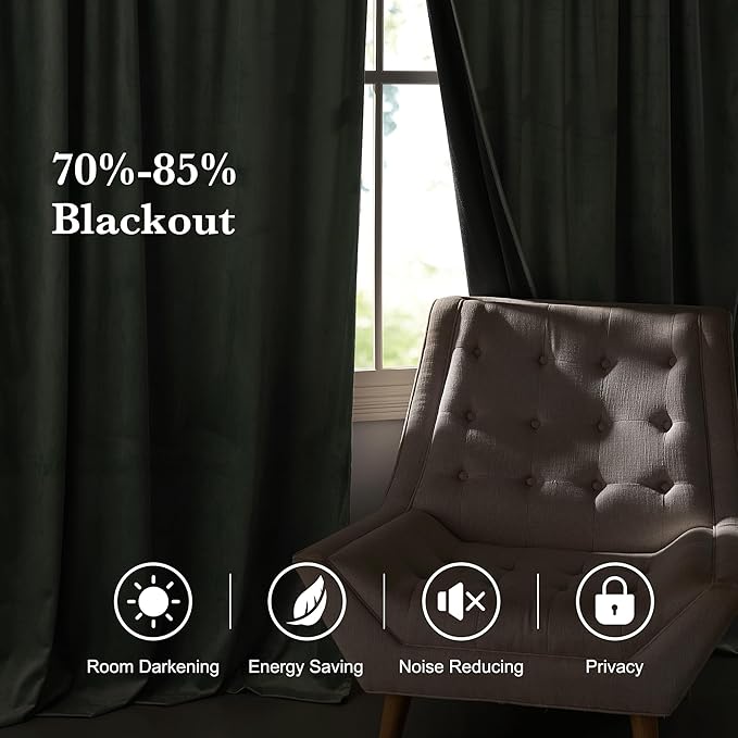RYB HOME Mint Green Velvet Curtains 96 inches Long, Room Darkening, Floor-Length, Coastal Style Back Tab Velvet Drapes for Nursery Living Room Office, 52" W x L96 L, Auqa