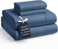 Casa Platino King Sheet Set – 4 Piece Hydro-Brushed Microfiber Bedding, Pre-Washed Ultra Soft Bed Sheets, Deep Pocket Fits up to 15", Cozy Sheets, Cooling Sheet Set for King Bed - Estate Blue