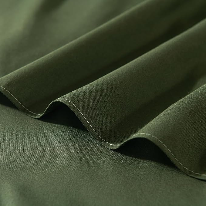 Bed Skirt Queen Size Ruffled Bed Skirt with Split Corners, 18 Inch Drop Dust Ruffle Bed Skirts with Platform, Green