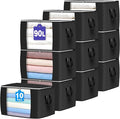Budding Joy 90 L Large Storage Bags, 10 Pack Clothes Storage Bins Foldable Closet Organizers Storage Containers with Reinforced Handle for Clothing, Blanket, Comforters, Bed Sheets, Pillows (Black)