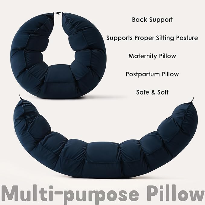 Peallow(Pat. Pend) – Long Round Body Pillow for Adults, Bolster Pillow for Sleeping, Soft and Supportive Pillow for Sleeping & Lumbar Support (Teal Blue,59")