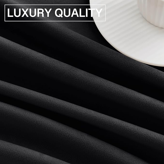 StangH Velvet Curtains 90 inches Long - Blackout Black Super Soft Rod Pocket Window Drapes Light Blocking Thermal Insulated Sliding Door Covering for Living Room, W52 x L90, 2 Panels