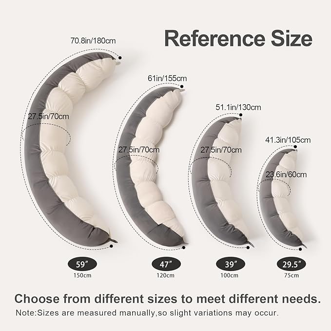 Peallow(Pat. Pend) – Long Round Body Pillow for Adults, Bolster Pillow for Sleeping, Soft and Supportive Pillow for Sleeping & Lumbar Support (Gray-White, 39")