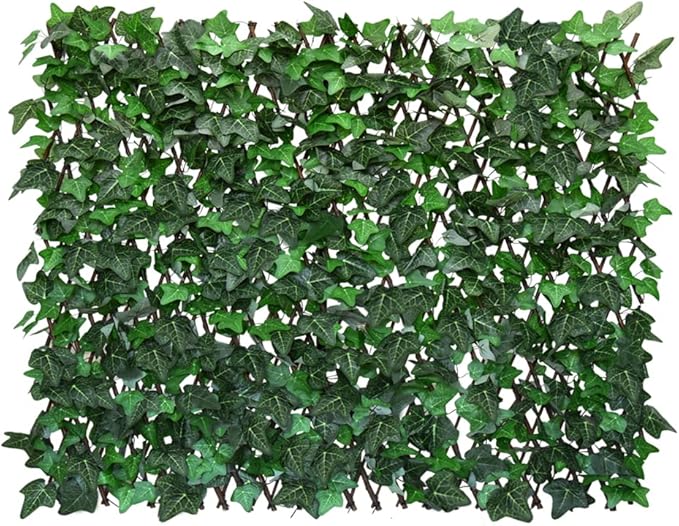 BYBAG Expandable Fence Privacy Screen for Balcony Patio Outdoor,Decorative Faux Ivy Fencing Panel,Artificial Wax Gourd Leaf Hedges (Single Sided Leaves) (1, Green)