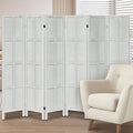 Wood Room Divider 6 Panel Folding Privacy Screen, Classic 5.6Ft Indoor Wooden Partition, Portable Partition Wall Divider for Room Separation, Home, Office, Bedroom, Restaurant (White)