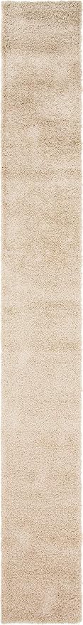 Unique Loom Solid Shag Collection Area Rug (2' 6" x 19' 8" Runner, Taupe)