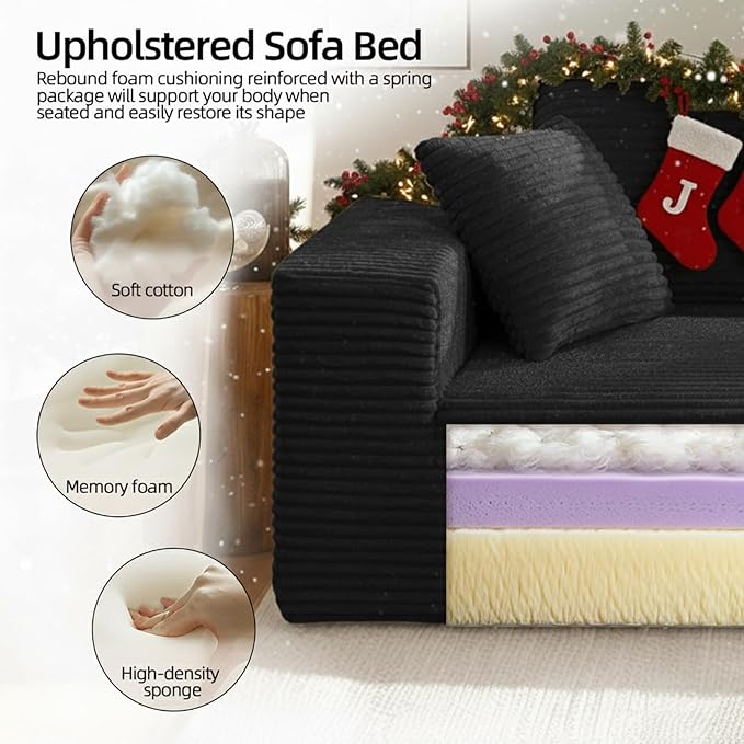 Single Cloud Sofa, Giant Bean Bag Chair with High Backrest & Wider Armrest, Foam Boneless Couch for Small Spaces, Comfy Furry Sofas with Pillows for Living Room, Bedroom, Apartment, Dorm, Office