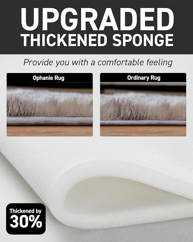 Ophanie Upgrade 8x10 Rugs for Living Room, White & Grey, Fluffy Shaggy Soft Area Rug, Non-Slip Indoor Floor Carpet for Bedroom, Kids Baby Boys Teen Dorm Home Decor Aesthetic, Nursery