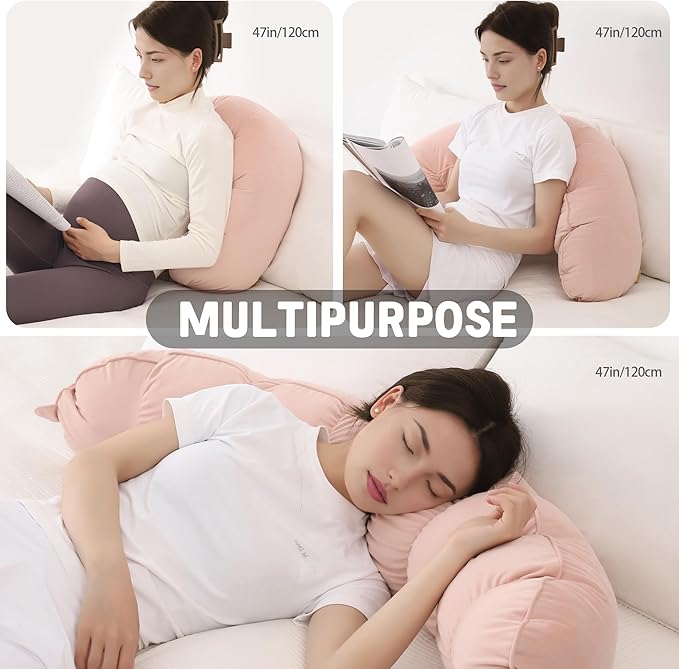 Peallow(Pat. Pend) – Long Round Body Pillow for Adults, Bolster Pillow for Sleeping, Soft and Supportive Pillow for Sleeping & Lumbar Support